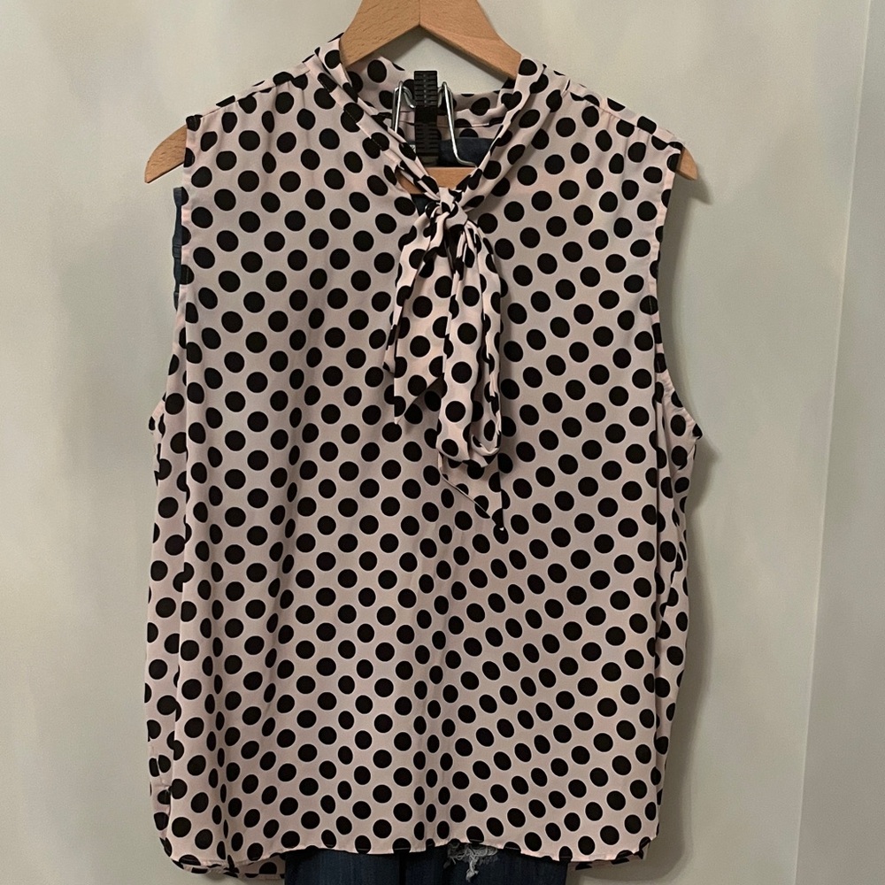 J. Crew Black and Cream Polka Dot Blouse